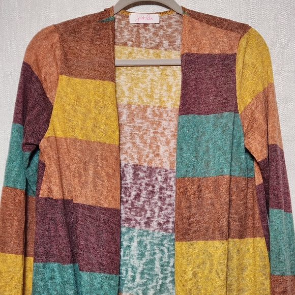 Jess Lea Striped Colorful Lightweight Duster Cardigan Long Sleeve Boho Small - Picture 4 of 9